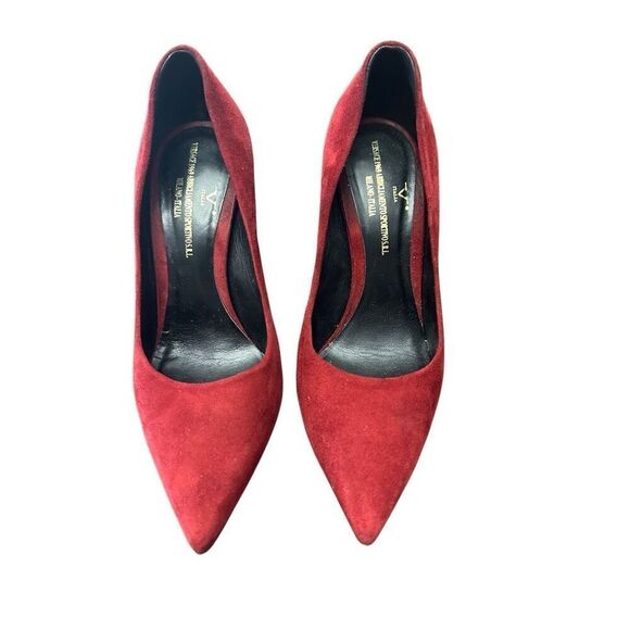 Versace 1969 Italia Women Red Suede point stiletto heel Size: 361/2, US 6 - Picture 1 of 11